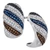 0.56 CTW Black Blue Brown Color Diamond Half Hoop Earrings 10KT White Gold - REF-44N9F