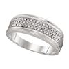 0.11 CTW Mens Diamond Triple Row Wedding Anniversary Ring 10KT White Gold - REF-25H4M
