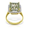 Genuine 5.8 ctw Green Amethyst & Diamond Ring Jewelry 14KT Yellow Gold - REF-82P2H