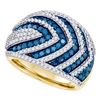 1.75 CTW Blue Color Diamond Fashion Ring 10KT Yellow Gold - REF-97N4F