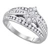 0.62 CTW Princess Diamond Cluster Bridal Engagement Ring 14KT White Gold - REF-75N2F
