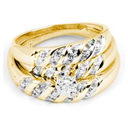 0.07 CTW His & Hers Diamond Solitaire Matching Bridal Ring 14KT Yellow Gold - REF-44H9M