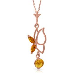 Genuine 0.40 ctw Citrine Necklace Jewelry 14KT Rose Gold - REF-22F2Z