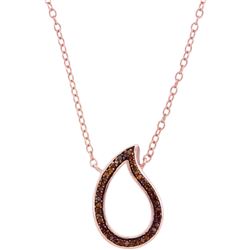 0.10 CTW Red Color Diamond Teardrop Pendant 10KT Rose Gold - REF-16M4H