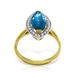 Genuine 2.4 ctw Blue Topaz & Diamond Ring Jewelry 14KT Yellow Gold - REF-71P2H