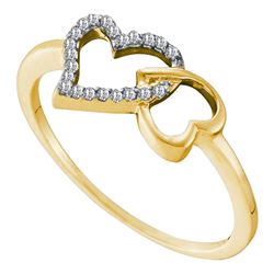 0.07 CTW Diamond Joined Linked Heart Ring 10KT Yellow Gold - REF-8M2H