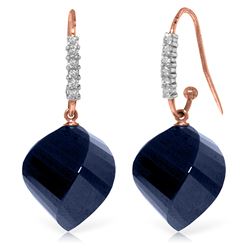 Genuine 30.68 ctw Sapphire & Diamond Earrings Jewelry 14KT Rose Gold - REF-67P3H