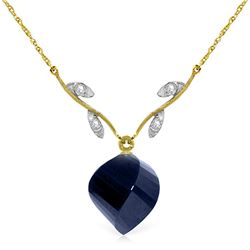 Genuine 15.27 ctw Sapphire & Diamond Necklace Jewelry 14KT Yellow Gold - REF-46A7K