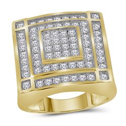 1.76 CTW Mens Diamond Square Cluster Ring 10KT Yellow Gold - REF-142X4Y