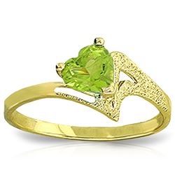 Genuine 0.60 ctw Peridot Ring Jewelry 14KT Yellow Gold - REF-35P9H