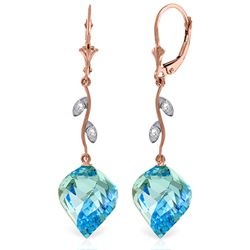 Genuine 27.82 ctw Blue Topaz & Diamond Earrings Jewelry 14KT Rose Gold - REF-92Y2F