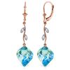 Image 1 : Genuine 27.82 ctw Blue Topaz & Diamond Earrings Jewelry 14KT Rose Gold - REF-92Y2F