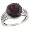 Natural 5.34 ctw Garnet & Diamond Engagement Ring 14K White Gold - REF-52Z3Y
