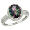 Natural 2.56 ctw Mystic-topaz & Diamond Engagement Ring 14K White Gold - REF-42N2G