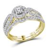 1 CTW Diamond Halo Split-shank Bridal Engagement Ring 14KT Yellow Gold - REF-104W9K