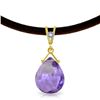Genuine 6.51 ctw Amethyst & Diamond Necklace Jewelry 14KT Yellow Gold - REF-26Z9N