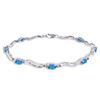 Genuine 2.16 ctw Blue Topaz & Diamond Bracelet Jewelry 14KT White Gold - REF-76Z7N