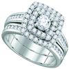 0.98 CTW Diamond Solitaire Double Halo Bridal Engagement Ring 14KT White Gold - REF-112M5H