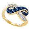 Image 1 : 0.36 CTW Blue Color Diamond Infinity Ring 10KT Yellow Gold - REF-32K9W