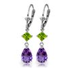 Image 1 : Genuine 4.5 ctw Amethyst & Peridot Earrings Jewelry 14KT White Gold - REF-41W4Y