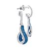 Image 1 : 0.40 CTW Blue Color Diamond Teardrop Dangle Earrings 10KT White Gold - REF-37H5M