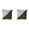 Image 1 : 0.74 CTW Mens Black Color Diamond Square Kite Cluster Earrings 10KT Yellow Gold - REF-34X4Y