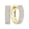 Image 1 : 0.33 CTW Diamond Triple Row Pave Hoop Earrings 10KT Yellow Gold - REF-32Y9X