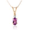 Genuine 0.46 ctw Amethyst & Diamond Necklace Jewelry 14KT Yellow Gold - REF-21W6Y