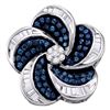 Image 1 : 0.50 CTW Blue Color Diamond Pinwheel Cluster Pendant 10KT White Gold - REF-30X2Y