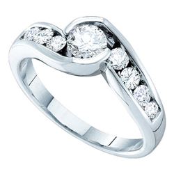 0.88 CTW Diamond Solitaire Bridal Engagement Ring 14KT White Gold - REF-146F9N