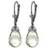 Genuine 14 ctw Green Amethyst Earrings Jewelry 14KT White Gold - REF-34N3R