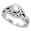 0.88 CTW Diamond Woven Openwork Bridal Wedding Engagement Ring 14K White Gold - REF-142F4N