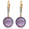 Genuine 10.75 ctw Amethyst & Diamond Earrings Jewelry 14KT Rose Gold - REF-37N8R