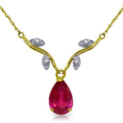 Genuine 1.52 ctw Ruby & Diamond Necklace Jewelry 14KT White Gold - REF-35K9V