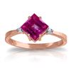 Genuine 1.77 ctw Pink Topaz & Diamond Ring Jewelry 14KT Rose Gold - REF-29H2X