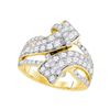 Image 1 : 2 CTW Diamond Bypass Crossover Luxury Ring 14KT Yellow Gold - REF-157M5H