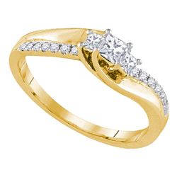 0.33 CTW 3-stone Princess Diamond Bridal Anniversary Ring 14k Yellow Gold - REF-52Y4X