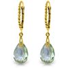Genuine 6 ctw Green Amethyst Earrings Jewelry 14KT Yellow Gold - REF-30Y6F