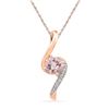 0.71 CTW Created Morganite Solitaire Diamond Pendant 10KT Rose Gold - REF-28Y4X