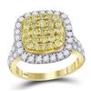 1.75 CTW Natural Yellow Diamond Cluster Ring 14KT Yellow Gold - REF-142K4W