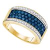 Image 1 : 1 CTW Blue Color Diamond Triple Ring 10KT Yellow Gold - REF-44W9K