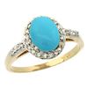 Image 1 : Natural 1.3 ctw Turquoise & Diamond Engagement Ring 10K Yellow Gold - REF-27K9R