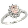 Natural 0.64 ctw Morganite & Diamond Engagement Ring 14K White Gold - REF-49H7W