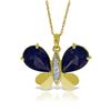Genuine 10.60 ctw Sapphire & Diamond Necklace Jewelry 14KT Yellow Gold - REF-181T9A