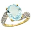 Natural 6.45 ctw aquamarine & Diamond Engagement Ring 14K Yellow Gold - REF-85M4H