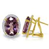 Genuine 10.56 ctw Amethyst & Diamond Earrings Jewelry 14KT Yellow Gold - REF-128R3P