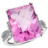 Natural 12.14 ctw Pink-topaz & Diamond Engagement Ring 14K White Gold - REF-66Y2X