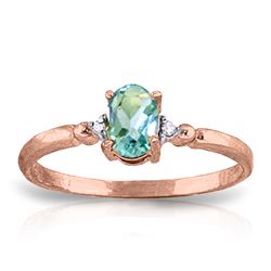 Genuine 0.46 ctw Blue Topaz & Diamond Ring Jewelry 14KT Rose Gold - REF-27R3P