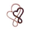 0.12 CTW Red Color Diamond Double Linked Heart Pendant 10KT Rose Gold - REF-14F9N