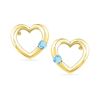 0.12 CTW Created Blue Topaz Heart Love Earrings 10KT Yellow Gold - REF-12W8K